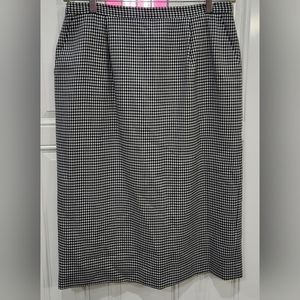 Vintage Pendleton houndstooth 100% wool mid length skirt women's size 14